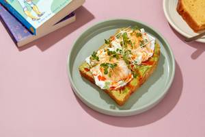 Avocado Poached Egg Herb Oil Toast With Mustard Cress