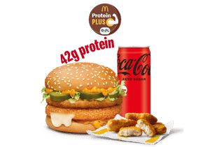 McCheese Chicken Burger Protein Plus + 4 Pc Chicken Nuggets+ Coke Zero