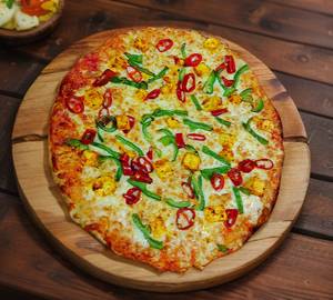 Paneer + red paper + capsicum pizza