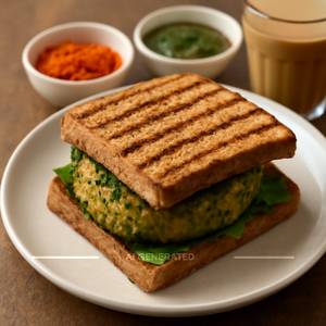 Grilled Makka Palak Vada Pav