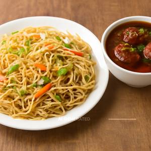 Veg Noodles With Veg Manchurian Gravy                                                                       