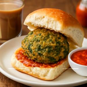 Makka Palak Schezwan Vada Pav