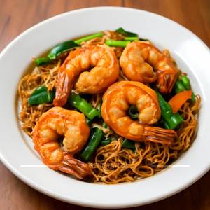 Pan Fried Noodles Prawns