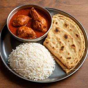 Nonveg Thali ( 4 Chicken Pieces, 4 Roti, 1 Plate Rice)