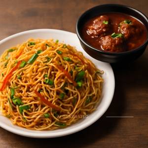 Paneer Noodles With Veg Manchurian