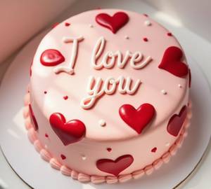 I Love  Mango Design Heart Cake