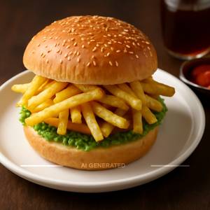 French fries & Cheese Burger                                               