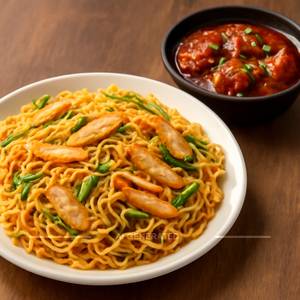 Chicken Noodles With Chicken Manchurian