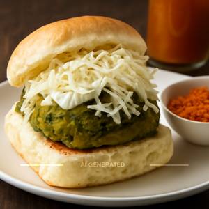 Makka Palak Mayonise Triple Chhese Vada Pav