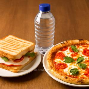 1 Mozzarella Sandwich, 1 Mozzarella Pizza, 1 Ltr Chilled Water