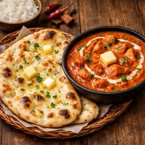 2 Butter Naan With Butter Chicken Curry