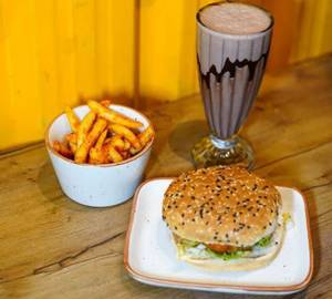 1 Chicken Cheese Burger+1 Salted Fries + 1Cold Coffe
