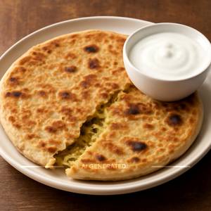 Aloo paratha with curd