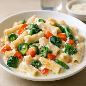 Veg Pasta In White Sauce