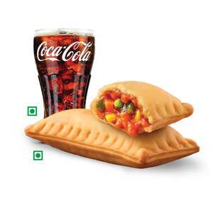 BK Veg Pizza Puff+Coke.