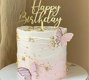 Birthday Pink Butterfly Chocolate Theme Cake