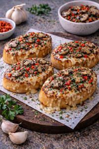 Spicy Mushroom Garlic Bread