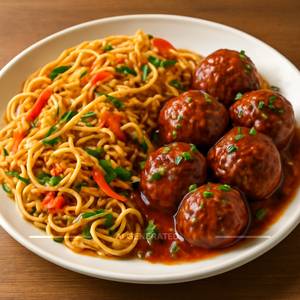 Veg Noodles With Veg Manchurian