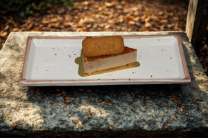 Eggless Lotus Biscoff Cheesecake Slice