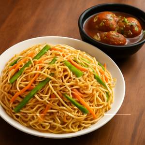 Veg Hakka Noodles + Veg Manchurian