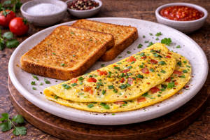 Egg  Omelette With Bread Slice