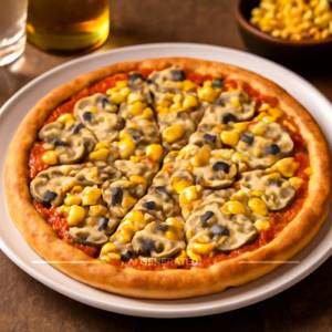 Mushroom corn pizza