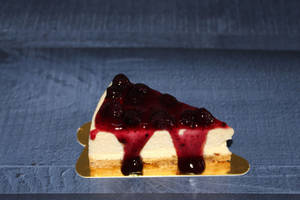 Eggless Blueberry Baked Cheesecake Slice