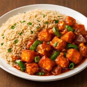 Chilli Paneer with Rice