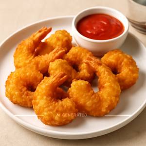 Golden fried prawns