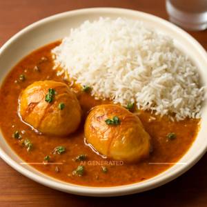 Egg Curry With Rice  