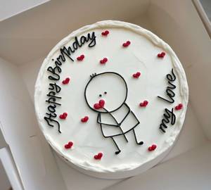 Birthday Cute Love Butterscotch Cake