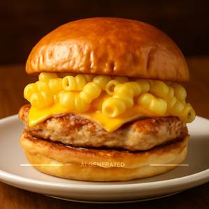 Mac and cheese burger [with chicken]