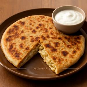 Cheese Paneer Paratha with Curd