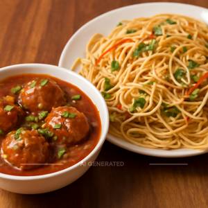 Veg Manchurian With Hakka Noodles