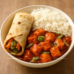 Veg Roll with Chilli Paneer with Rice