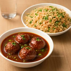 Veg Manchurian with Veg Fried Rice