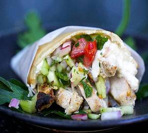Spicy barbeque chicken rumali shawarma