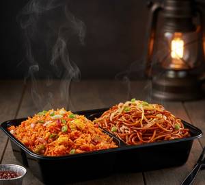 Egg Schezwan Noodles with Egg Schezwan Fried Rice