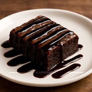 Brownie with chocolate sauce
