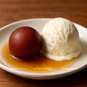 Gulab Jamun with Vanilla Ice Cream