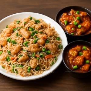 Chicken Fried Rice With Chicken Chilli