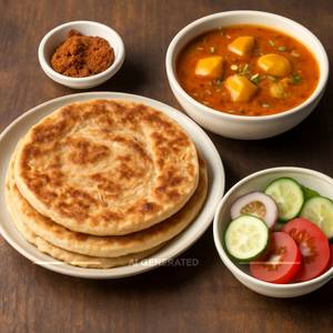 Poori-4pcs , Aalu Tamatar Sabji And Achar
