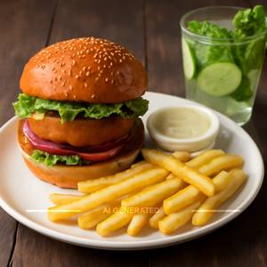 Classic Jumbo Burger + French Fries [With Dip] + Any Mojito