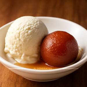 Gulab Jamun with Vanilla Icecream