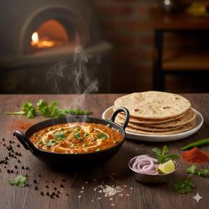 Paneer Butter Masala + 3 Tandoori Roti + Jeera Rice [Half] + Roasted Papad + Salad