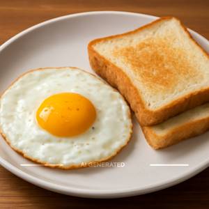 Half Fry Egg With Bread