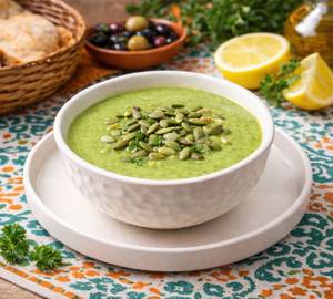 Brocolli Soup With Roasted Pumpkin Seeds