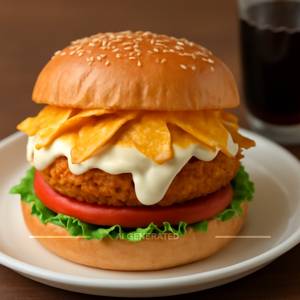 Veg Cheese Burger With Chips