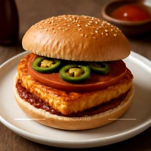 Ob paneer jalapeno burger