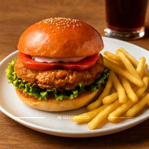 Chicken Burger With Fries